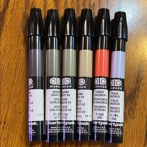 Chartpak AD marker 6 pack, warm greys and 2 colors